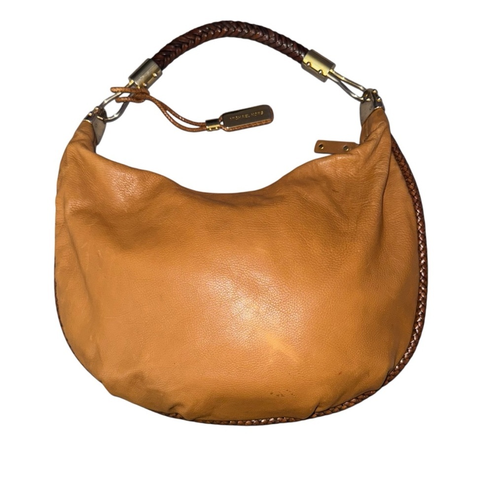 Michael Kors Leather Slouchy Hobo Soft Boho Everyday Bag luggage brown braided - Picture 3 of 11